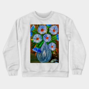 stunning arrangement of blue abstract flowers Crewneck Sweatshirt